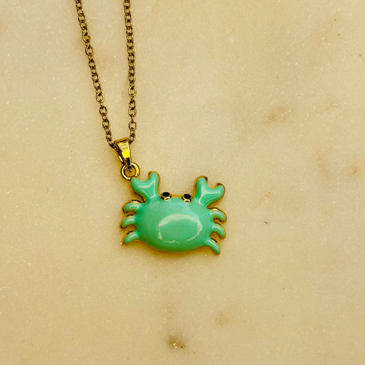 Minty Sea-Crab Necklace