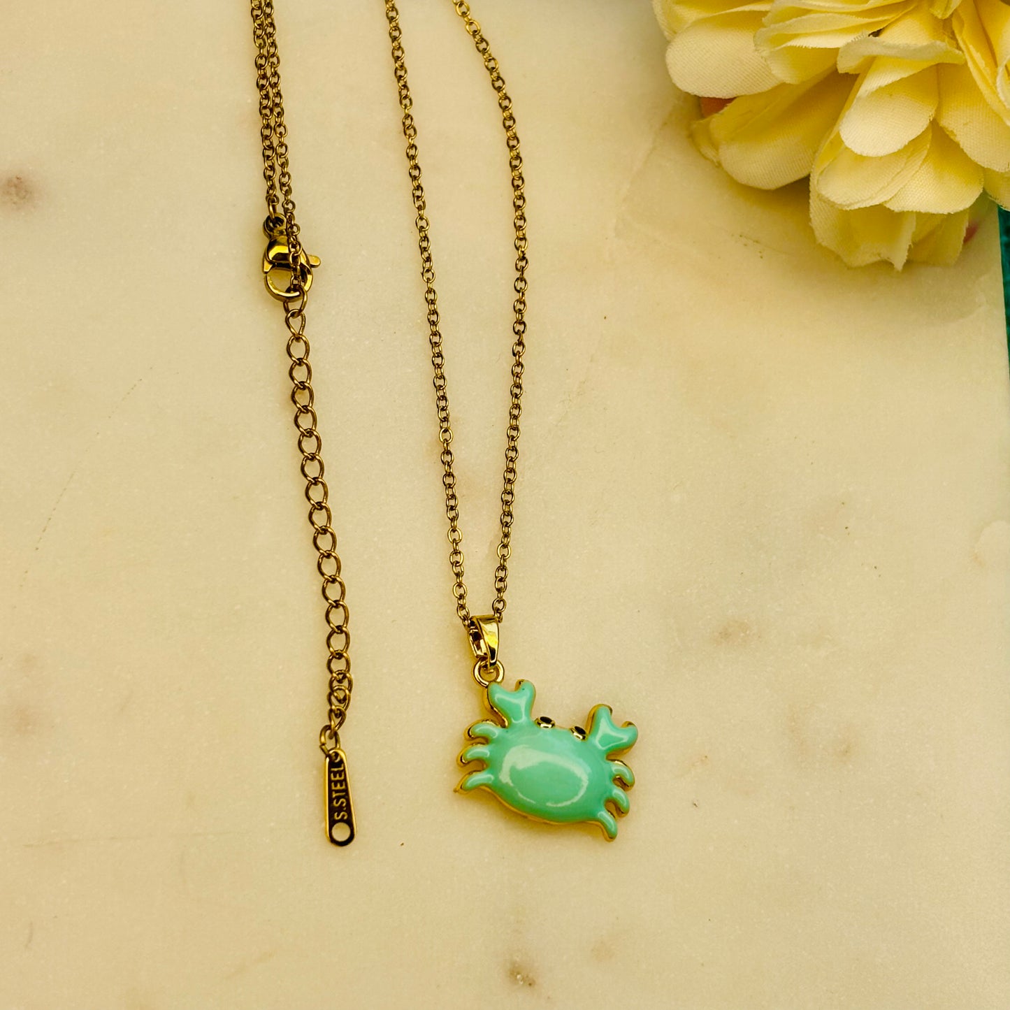 Minty Sea-Crab Necklace
