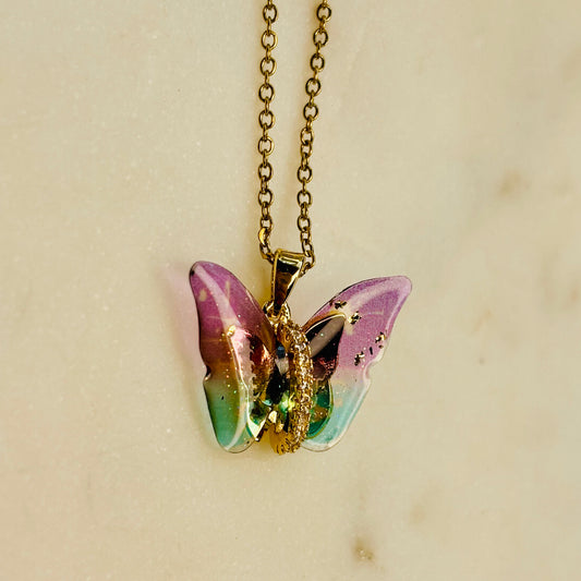 Lavender Glow Butterfly Necklace