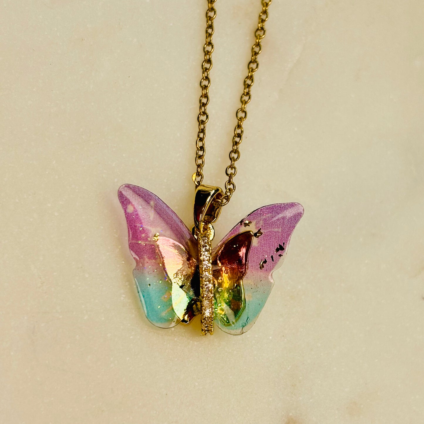 Lavender Glow Butterfly Necklace