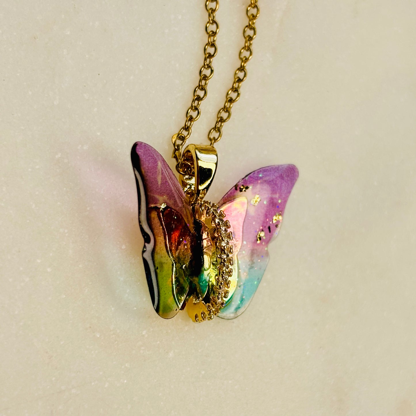 Lavender Glow Butterfly Necklace