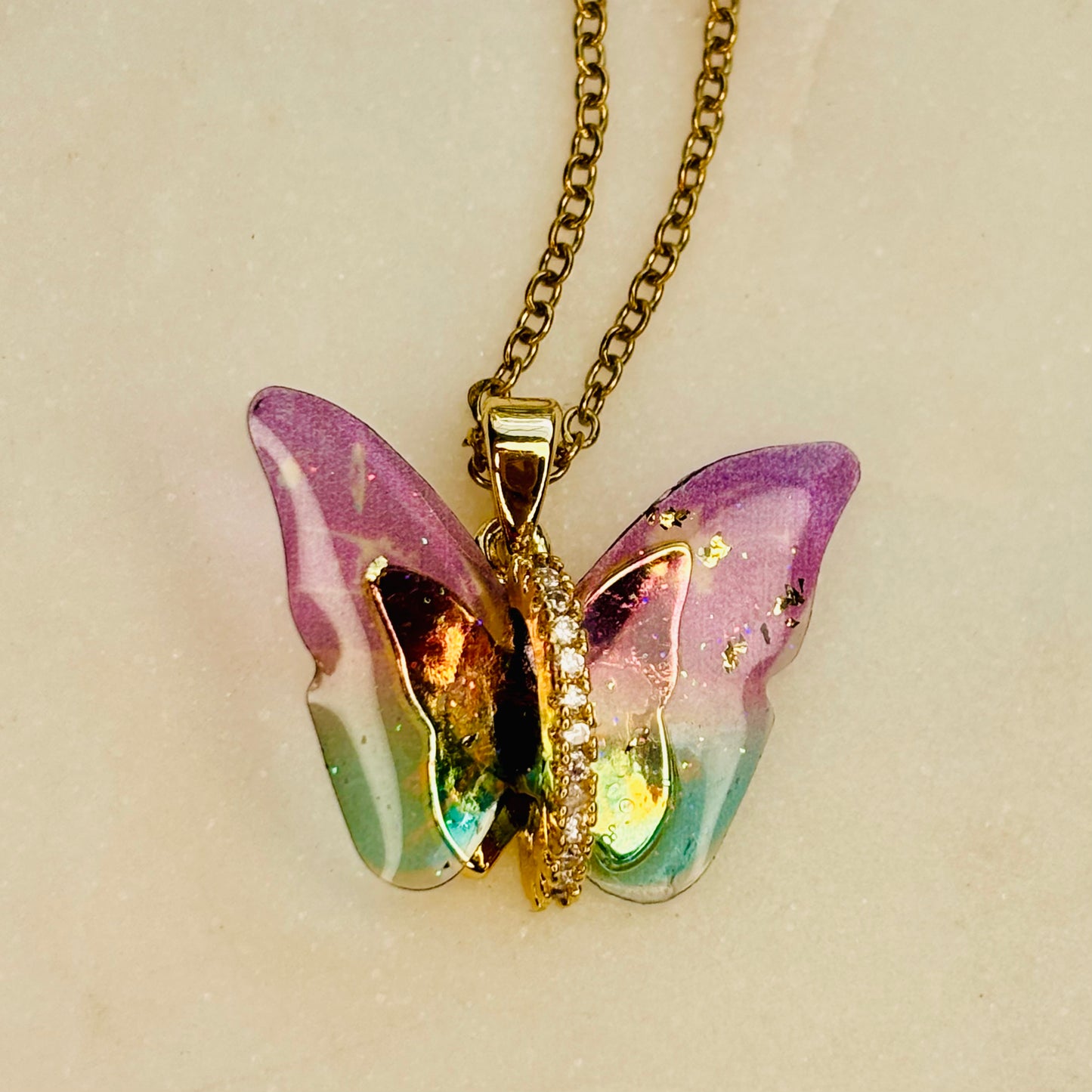 Lavender Glow Butterfly Necklace